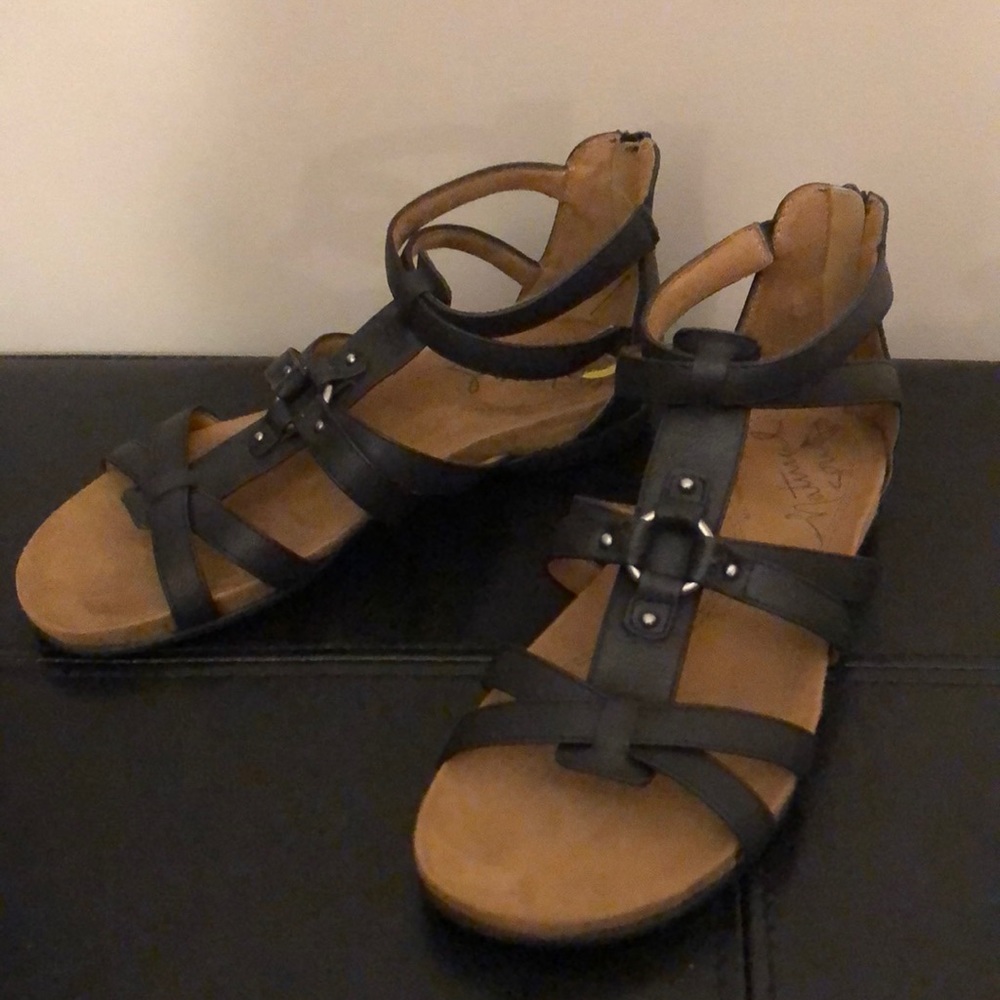 Black Gladiator sandals. Worn once. Honestly forget I have them.